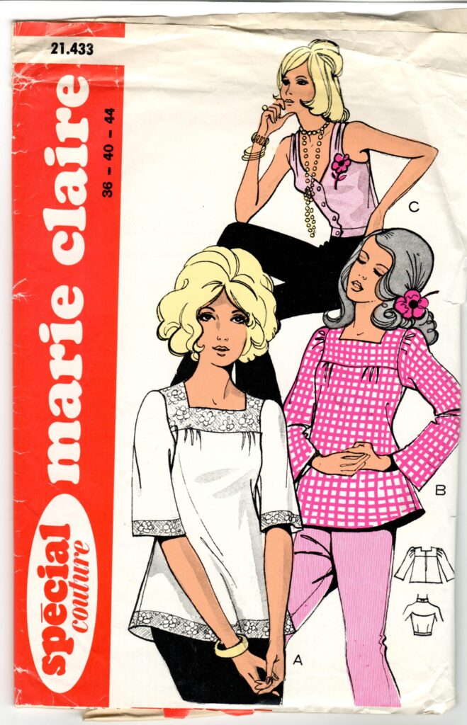 Front of a sewing pattern enveloppe by the french brand Marie-Claire