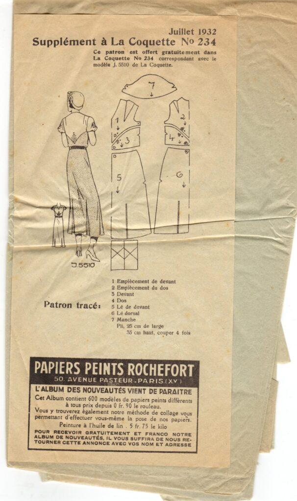 Front of a sewing pattern by the french magazine La Coquette