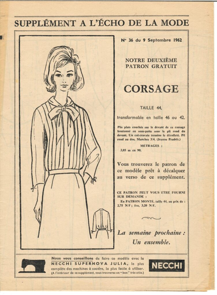 Front of a sewing pattern by the french magazine Echo de la Mode