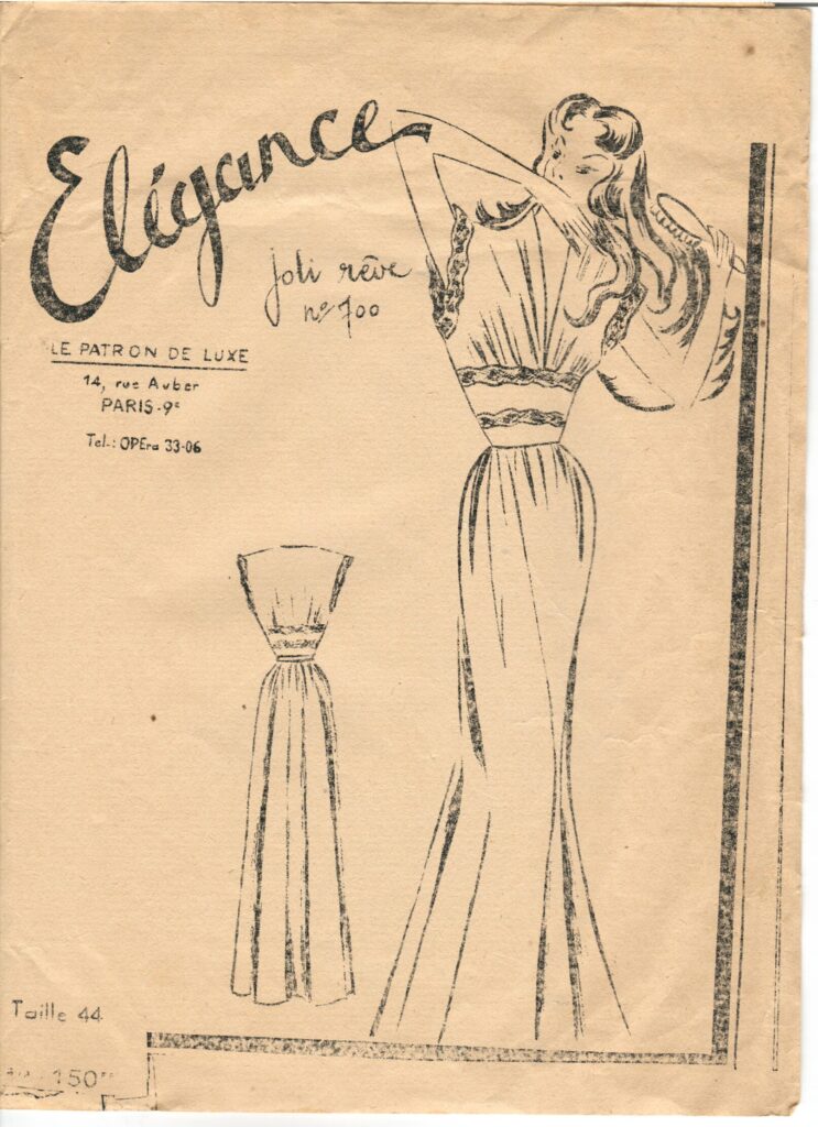 Front of a sewing pattern enveloppe by the french brand Elegance