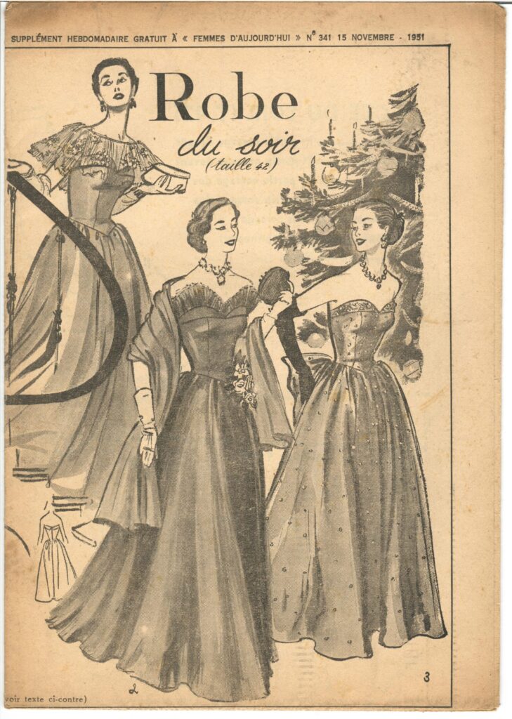 Front of a sewing pattern by the french magazine Femmes d'aujourd'hui
