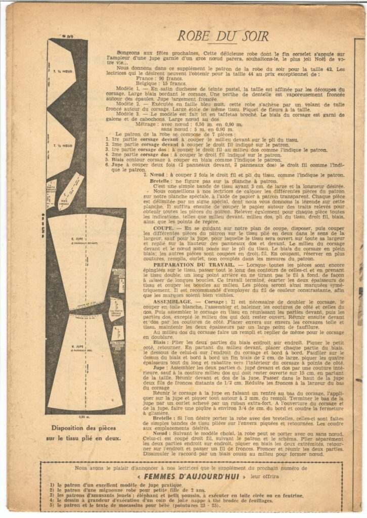 Front of a sewing pattern by the french magazine Femmes d'aujourd'hui