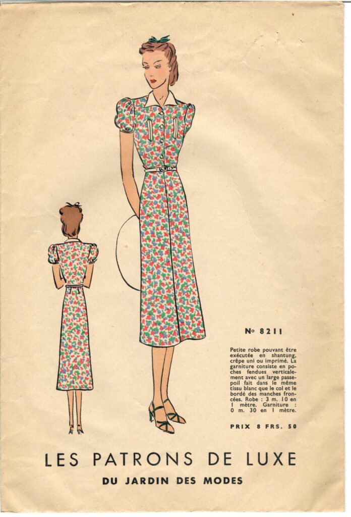 Front of a sewing pattern enveloppe by the french brand Les Patrons de Luxe