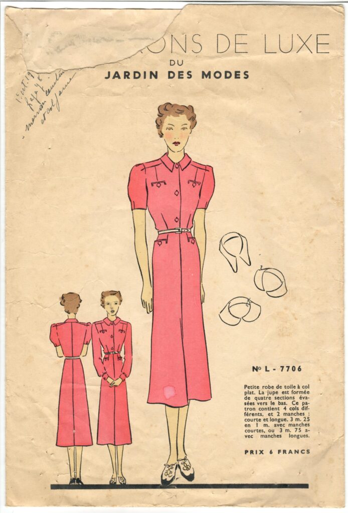 Front of a sewing pattern enveloppe by the french brand Les Patrons de Luxe