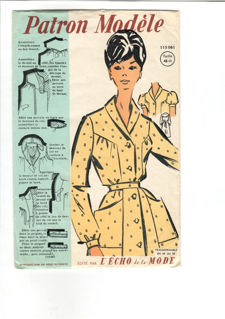 Front of a sewing pattern enveloppe by the french brand Patron-Modèle
